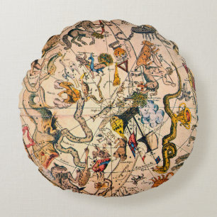 Celestial Hemisphere, 1790 Round Cushion