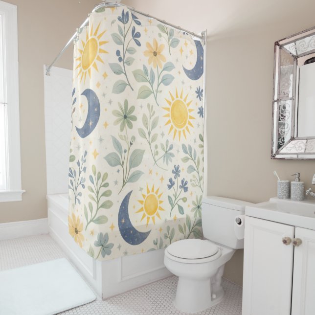 Celestial Herbarium Shower Curtain (In Situ)