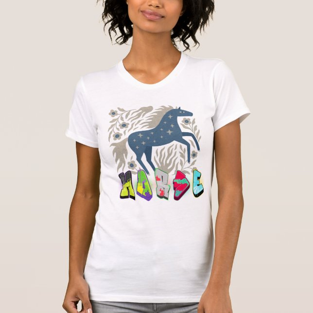 Celestial Horse “HARD” – Cosmic Graffiti Art Desig T-Shirt (Front)