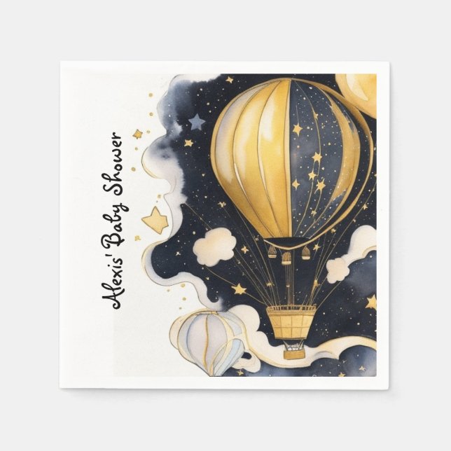 Celestial Hot Air Balloon Baby Shower Napkin (Front)