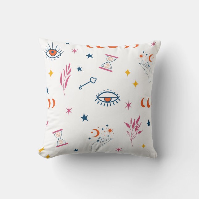 Celestial Hourglass and Lunar Phases Pattern Cushion (Front)