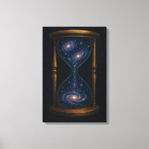 Celestial Hourglass with Flowing Galaxies Canvas Print