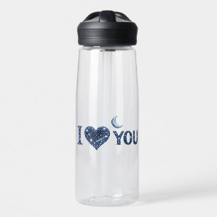 Celestial I Love You – Stars, Moon & Heart Design Water Bottle