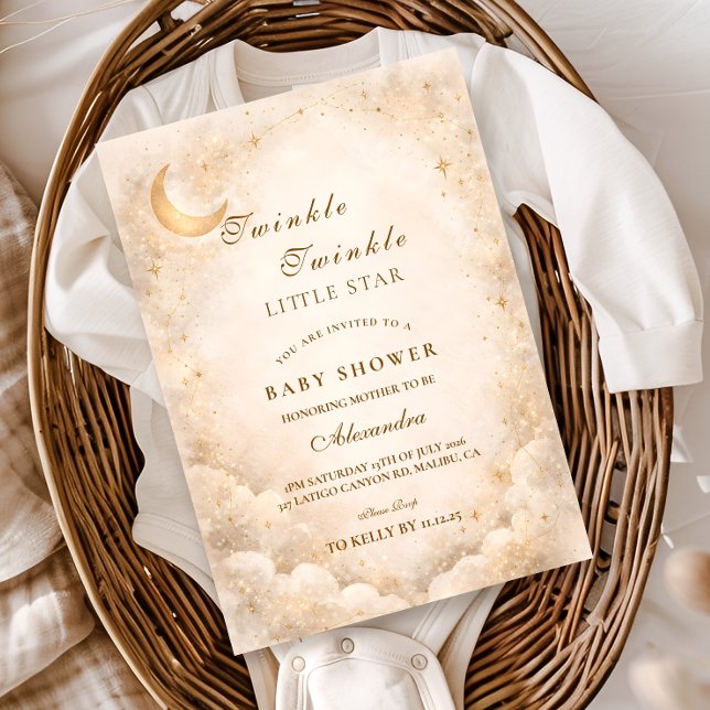 Celestial Ivory Gold Baby Shower Invitation (Creator Uploaded)