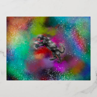 Celestial Jaguar Foil Invitation Postcard