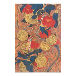 Celestial Journey in Gold and Camellia Poster