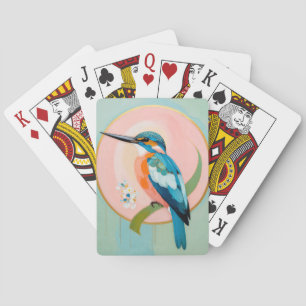 Celestial Kingfisher: A Study in Azure and Gold Playing Cards