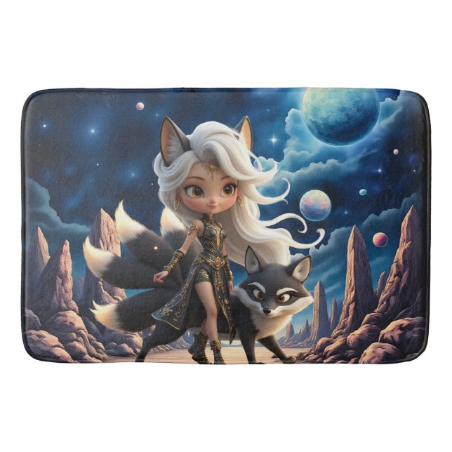 Celestial Kitsune – Guardian of the Four Tails.  Bath Mat (Front)