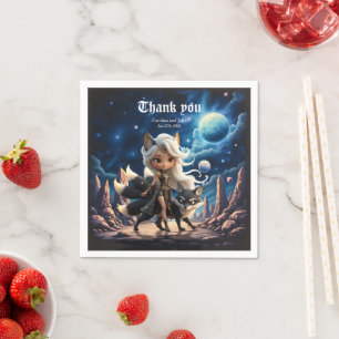 Celestial Kitsune – Guardian of the Four Tails. Napkin