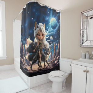 Celestial Kitsune – Guardian of the Four Tails. Shower Curtain