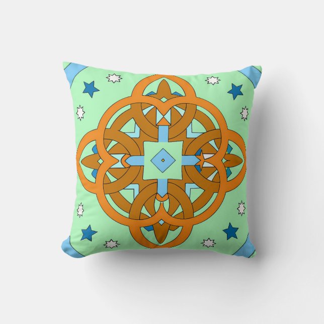 Celestial Knot Art Prints | Unique Star Patterns Cushion (Front)