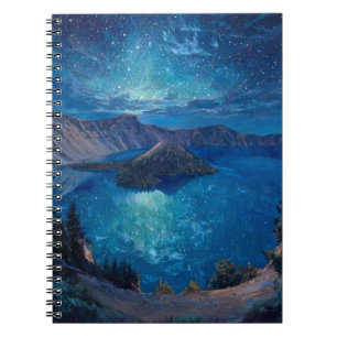 Celestial Lake Blue Starry Night Notebook