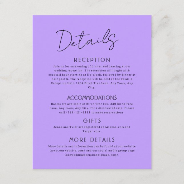 Celestial Large Wedding Enclosure Card (Front)