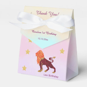 Celestial Leo Watercolor 1st Birthday Favour Box