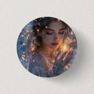 Celestial Lightbearer – Angel Holding the Star of 3 Cm Round Badge