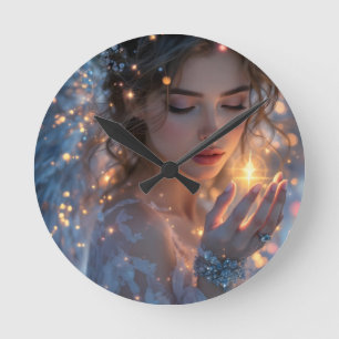 Celestial Lightbearer – Angel Holding the Star of  Round Clock