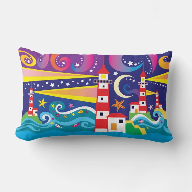 Celestial Lighthouses Lumbar Cushion (Front)