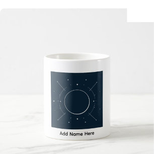 Celestial Line Art Custom Name Mug - Navy & Silver