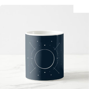 Celestial Line Art Mug - Navy & Silver (Full Wrap)