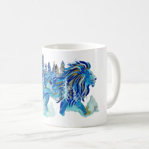 Celestial Lion of the Golden Forest Watercolor Coffee Mug