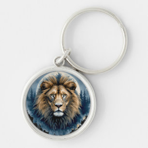 Celestial Lion Watercolor Moonlit Lion Spirit A Key Ring