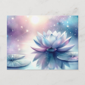 Celestial Lotus Bloom Water Lily Spiritual Cosmic Announcement Postcard