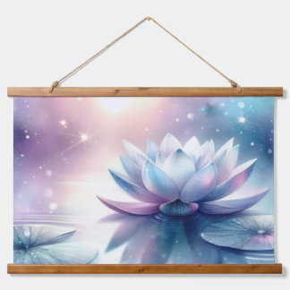 Celestial Lotus Bloom Water Lily Spiritual Cosmic Hanging Tapestry