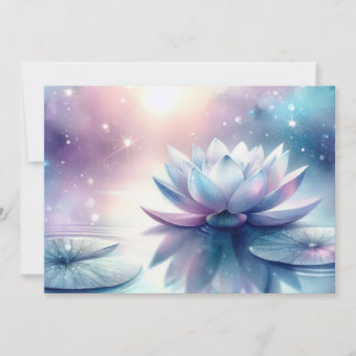 Celestial Lotus Bloom Water Lily Spiritual Cosmic Holiday Card