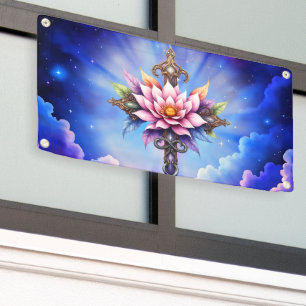 Celestial Lotus Cross Banner