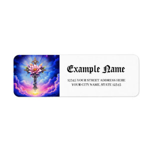 Celestial Lotus Cross Return Address Label