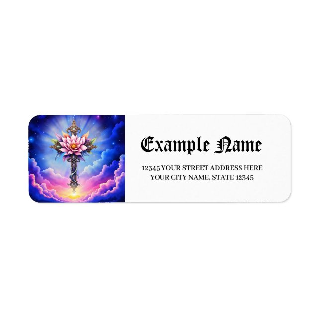 Celestial Lotus Cross  Return Address Label (Front)