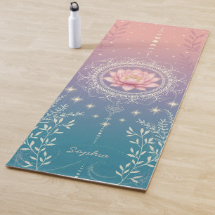 Celestial Lotus Mandala Name Pastel Meditation Yoga Mat