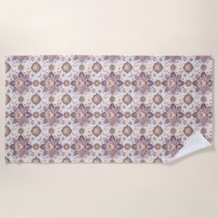 Celestial Lotus Mandala Spiritual Design Pattern Beach Towel