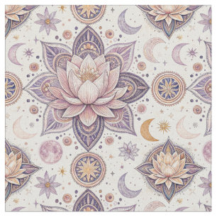 Celestial Lotus Mandala Spiritual Design Pattern Fabric