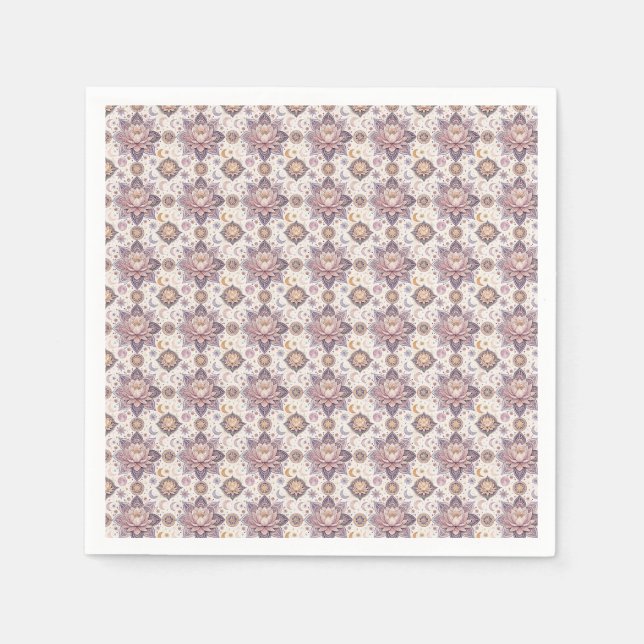 Celestial Lotus Mandala Spiritual Design Pattern Napkin (Front)
