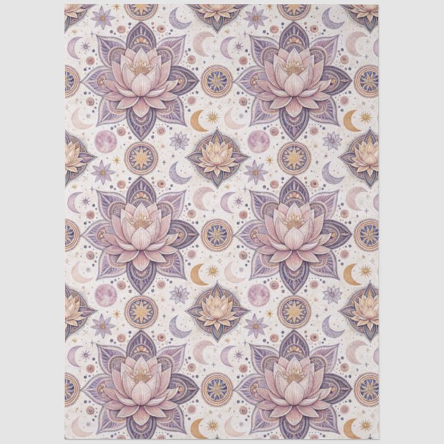Celestial Lotus Mandala Spiritual Design Pattern Tissue Paper (Front)