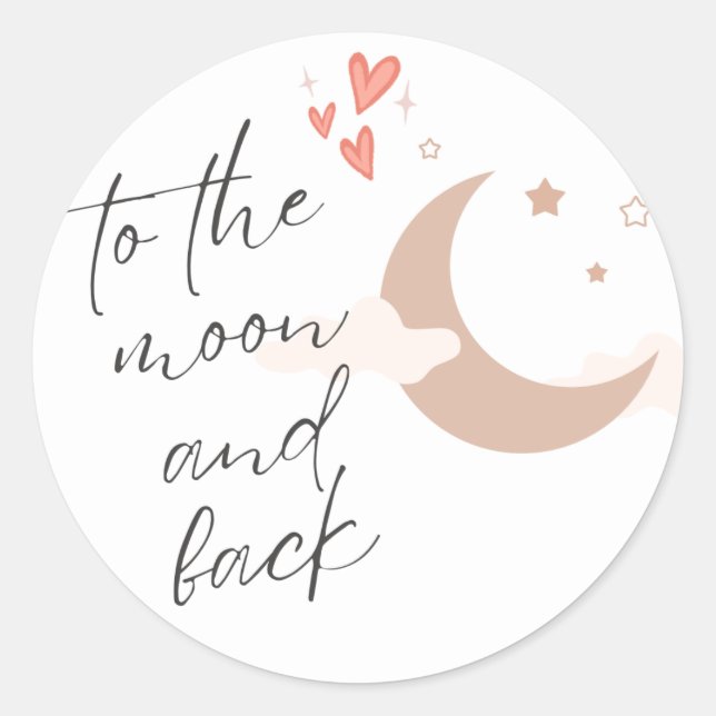 Celestial Love Affair: To the Moon and Back  Classic Round Sticker (Front)