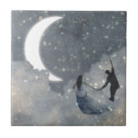 Celestial Love Ceramic Tile<br><div class="desc">Celestial Love I by Victoria Borges. Features two individuals swinging amongst the moon and stars.</div>