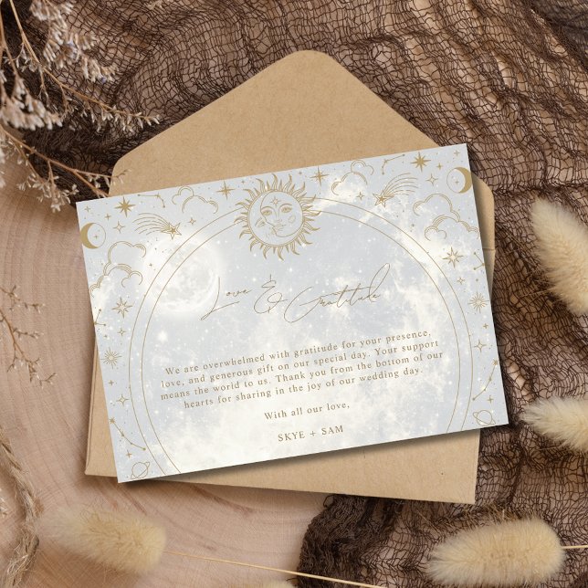 Celestial Love Gratitude Photo Wedding Thank You Card (Celestial Love Gratitude Photo Wedding Thank You Cards)