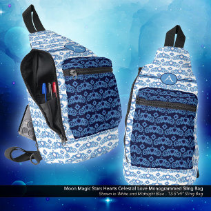 Celestial Love Stars Hearts Pattern Monogrammed Sling Bag