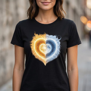 Celestial Love Sun Moon Heart T-Shirt