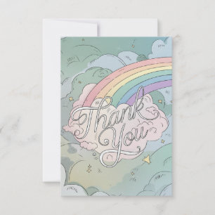 Celestial Lovely Rainbow and Clouds Thank You Card
