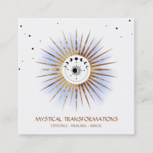 *~* Celestial  Luna  Lunar Moon Magic Boho Light Square Business Card