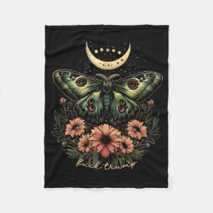 Celestial Luna Moth Subtle Anti Trump  Fleece Blanket