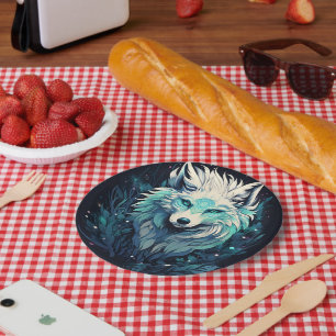 Celestial Lunar Wild Wolf Paper Plate