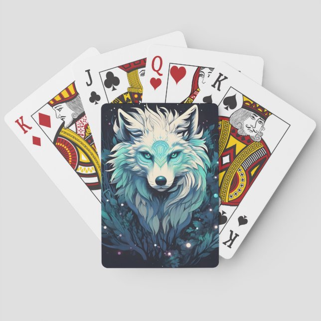 Celestial Lunar Wild Wolf Playing Cards (Back)
