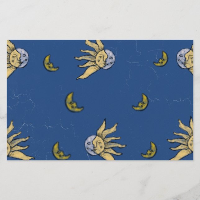 Celestial Magic Blue Whimsigoth Sky Stationery (Front)