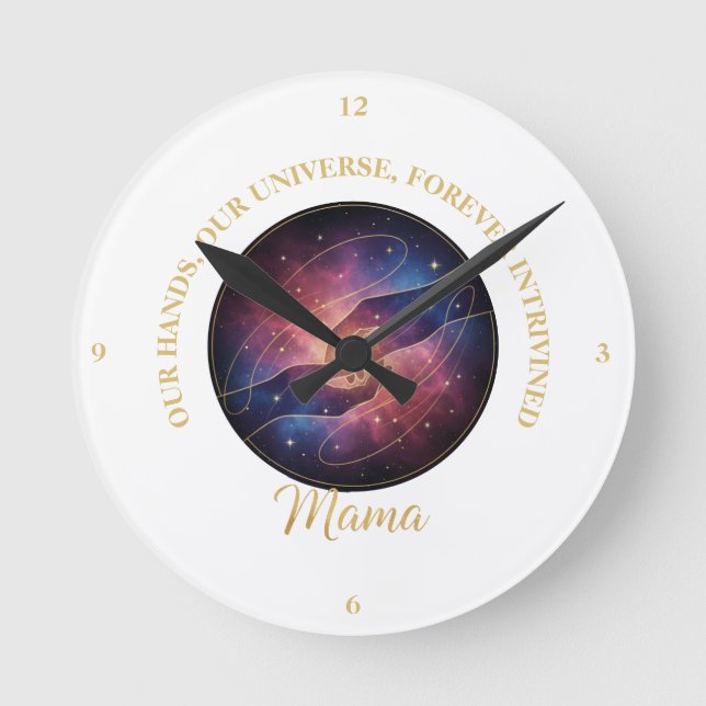 Celestial Mama Hands Galaxy Universe Round Clock (Front)