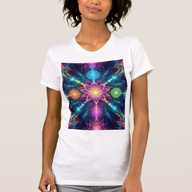 Celestial Mandala Bloom — Psychedelic Lotus T-Shirt (Front)