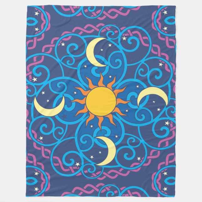 Celestial Mandala Fleece Blanket (Front)